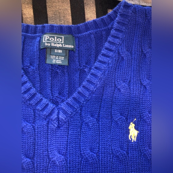 Blue Ralph Lauren Polo V-Neck Cable Sweater Vest - Picture 3 of 3